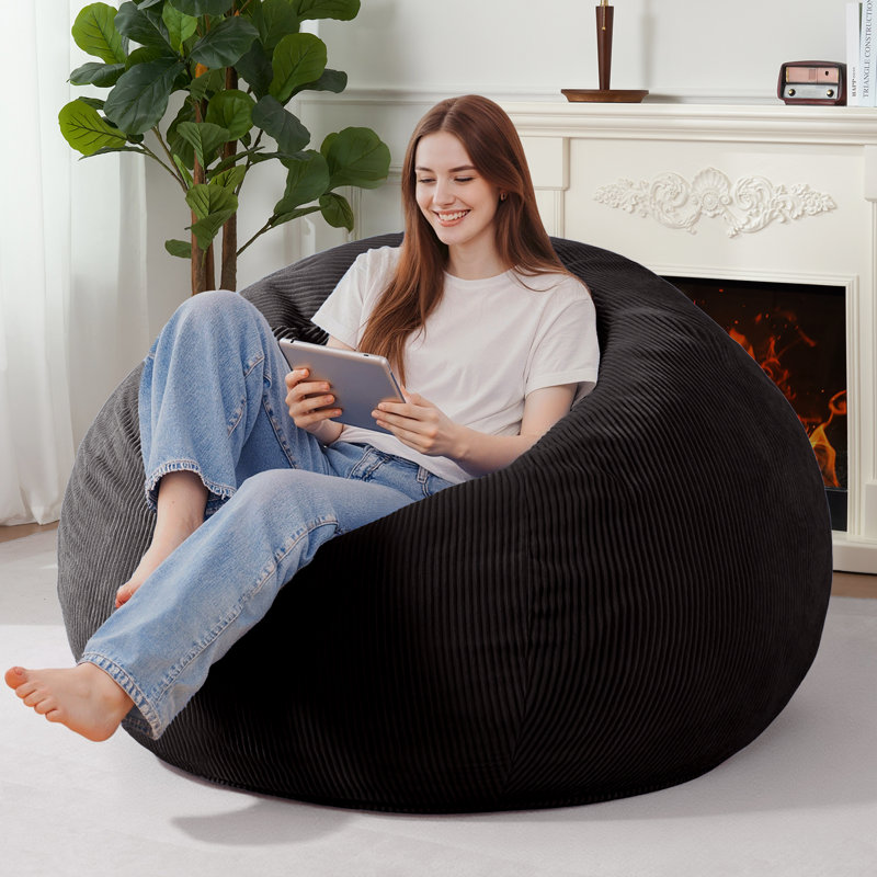Fauteuil à billes 3FT, fauteuil à billes Teardrop avec mousse à mémoire de forme et housse en velours côtelé ultra doux pour le salon, la chambre