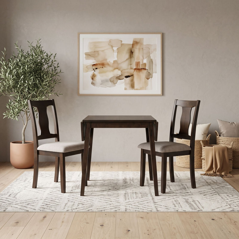 Ensemble de table de salle à manger pliable 3 pièces avec rallonge et chaises rembourrées pour la salle à manger