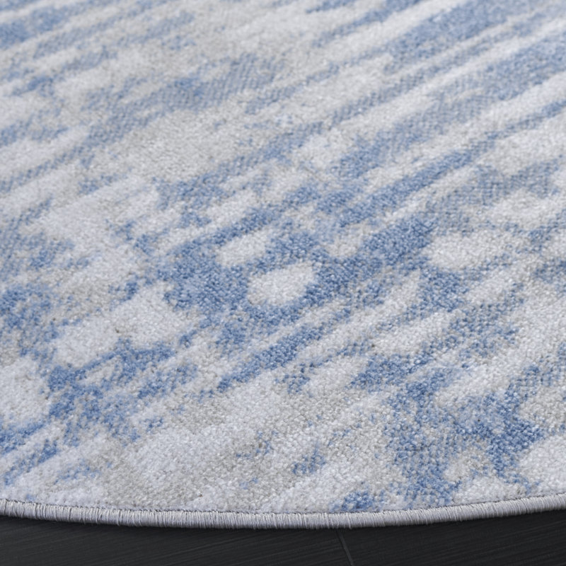 Washable Abstract Indoor Rug, Round 6'7"