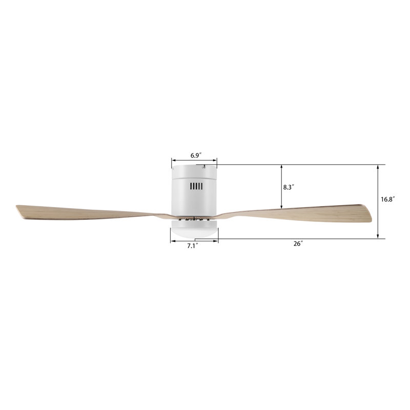 52" Striver LED Smart Flush Mount Ceiling Fan with Remote Control and Light Kit Included.