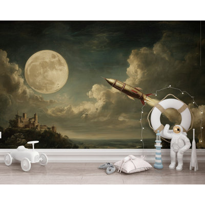 Papier peint mural de fusée lune