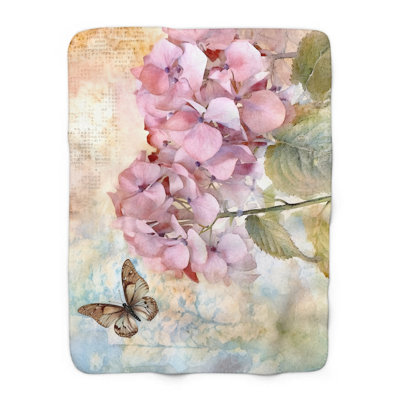 Teintes rétro d'hortensias - couverture Sherpa de qualité supérieure 1 pièce - impression d'art luxueuse