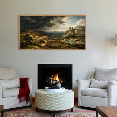"Coastal Harbor avant la tempête", art mural sur toile, paysage panoramique pour le salon, la chambre à coucher et le bureau