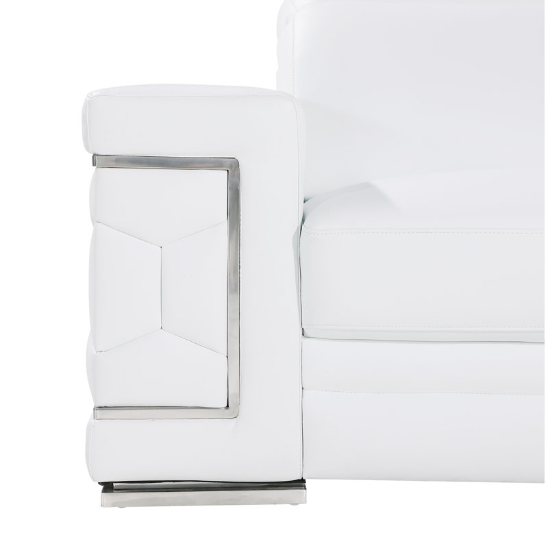Charliee Genuine Leather Sofa, White