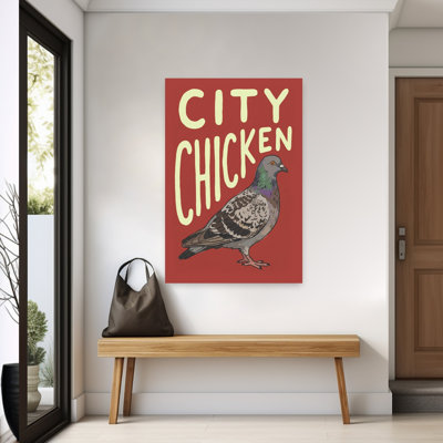 City Chicken Pigeon 1 Piece Wrapped Canvas Wall Art