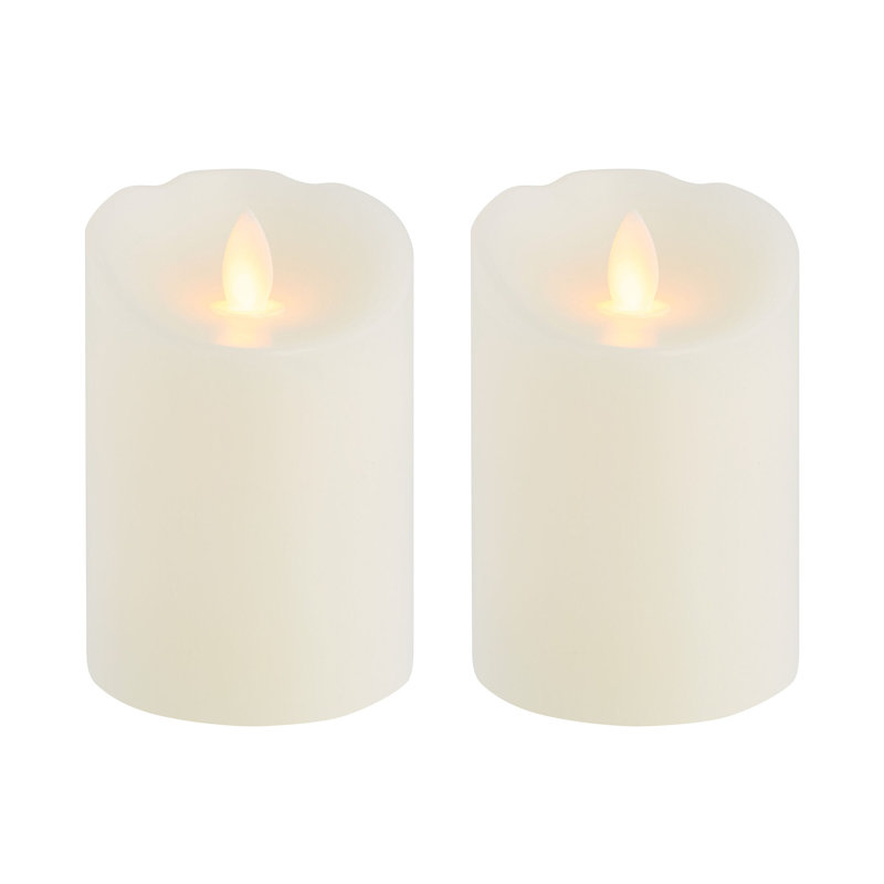 Mikasa Unscented Realistic-Flame LED Wax Pillar Candles