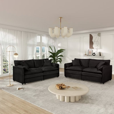Ensemble de canapé surdimensionné de luxe surdimensionné à assise profonde 2 pièces, canapé moderne en chenille confortable avec coussins à deux couches et sièges spacieux