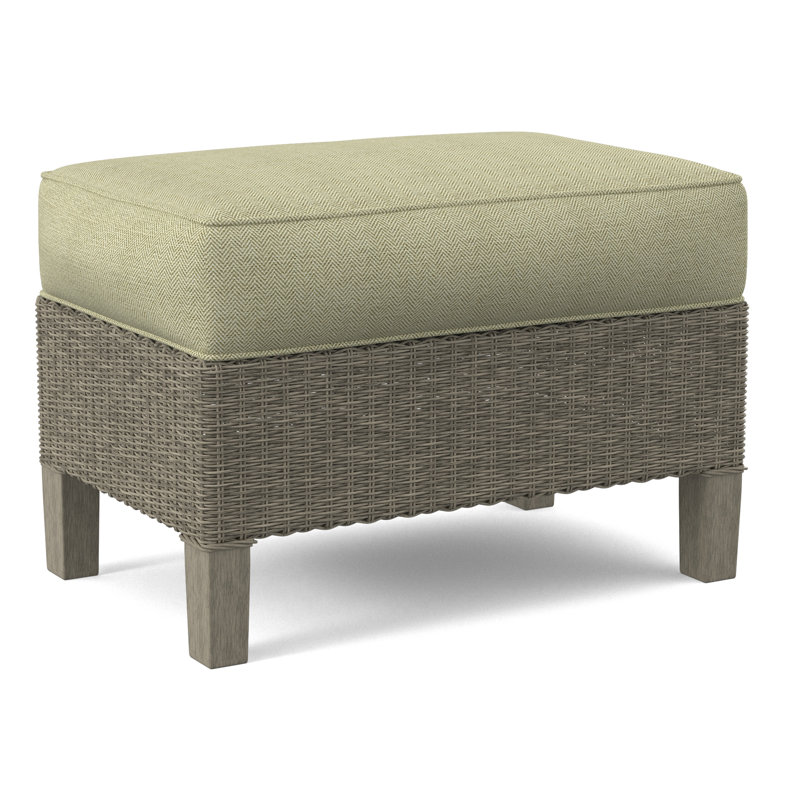 Gibraltar Ottoman, Stone Hearth, Light Blue Performance Fabric; 0851-55