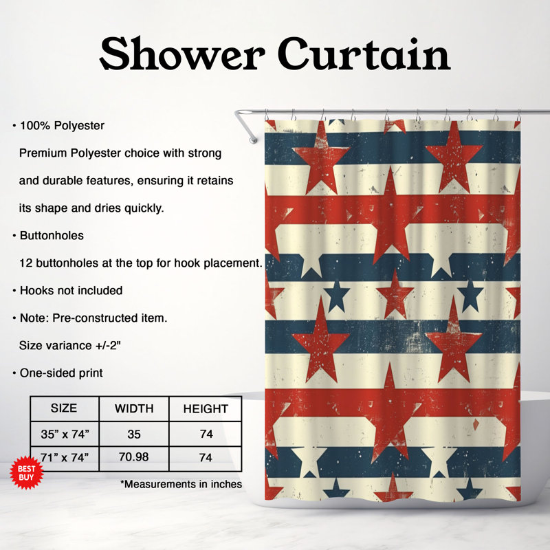 Rideau de douche Premium USA, H 74 po x l 71 po