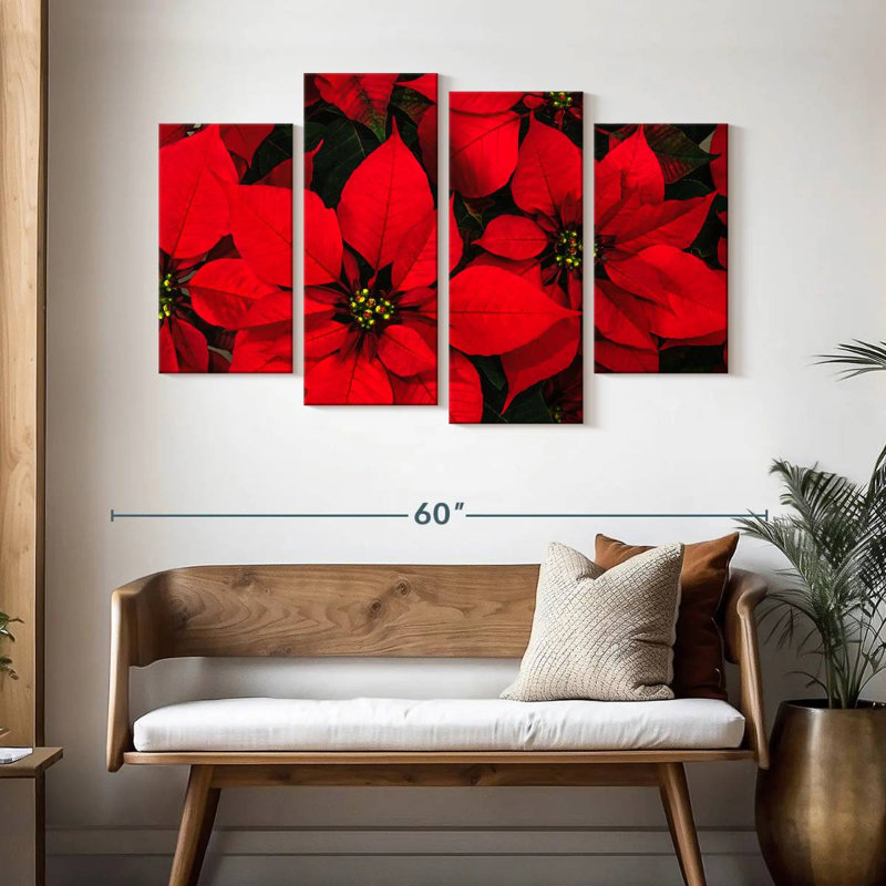 Harnek cramoisi poinsettia, H 32 po x l 52 po