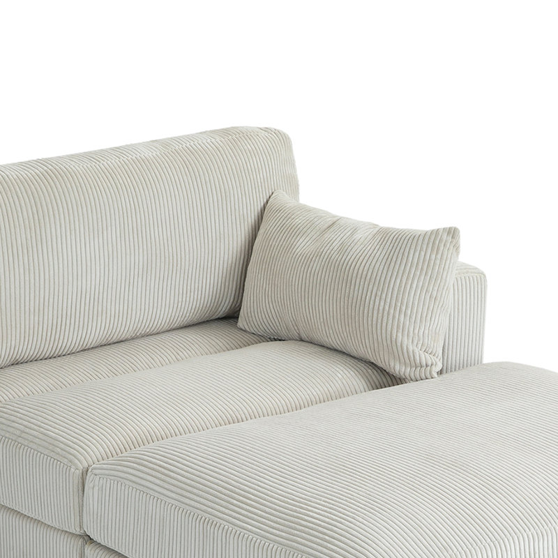 Canapé modulaire en velours côtelé Maelina , H 30,7 po x l 123,6 po x P 68,1 po, Velours côtelé beige