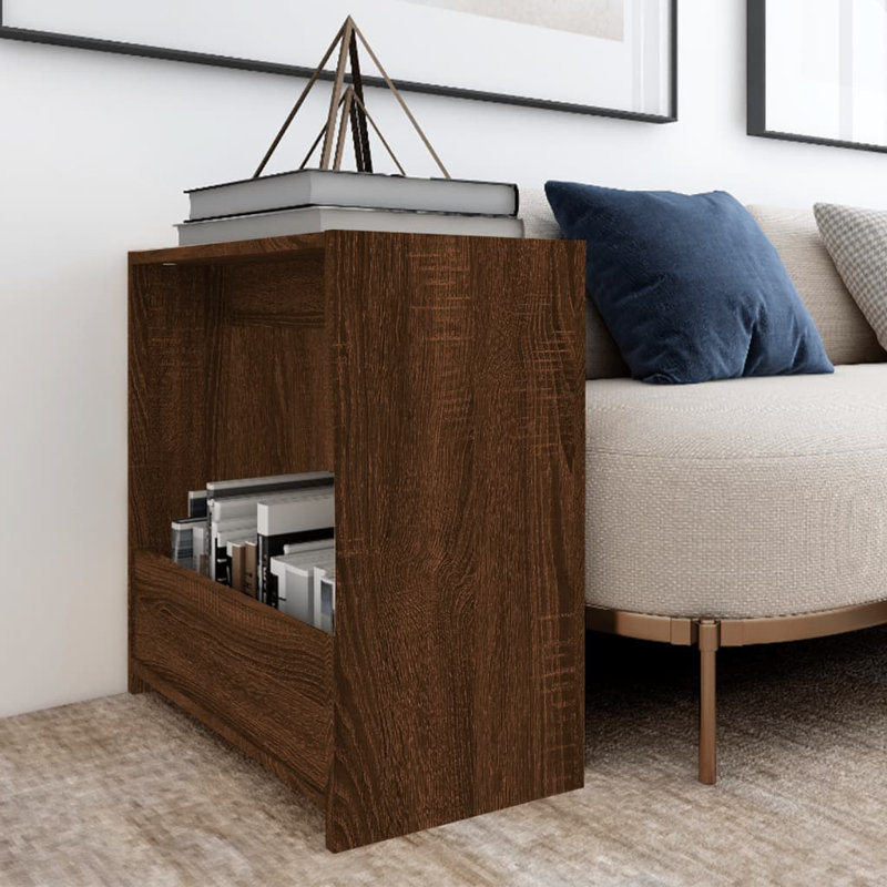 Goben Block End Table, Brown Oak, Brown Oak