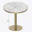 Table de salle à manger ronde ronde avec plateau en faux marbre, assemblage facile, structure en métal robuste pour les espaces compacts