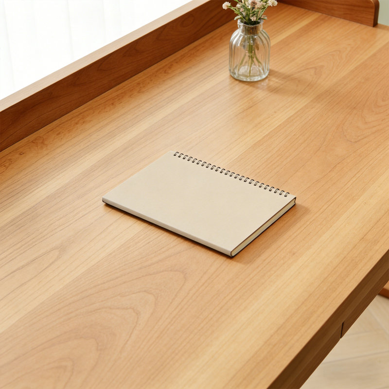 Burlywood Rectangular Solid Wood Writing desk with drawers desk, 29.41" H x 78.66" W x 23.66" D