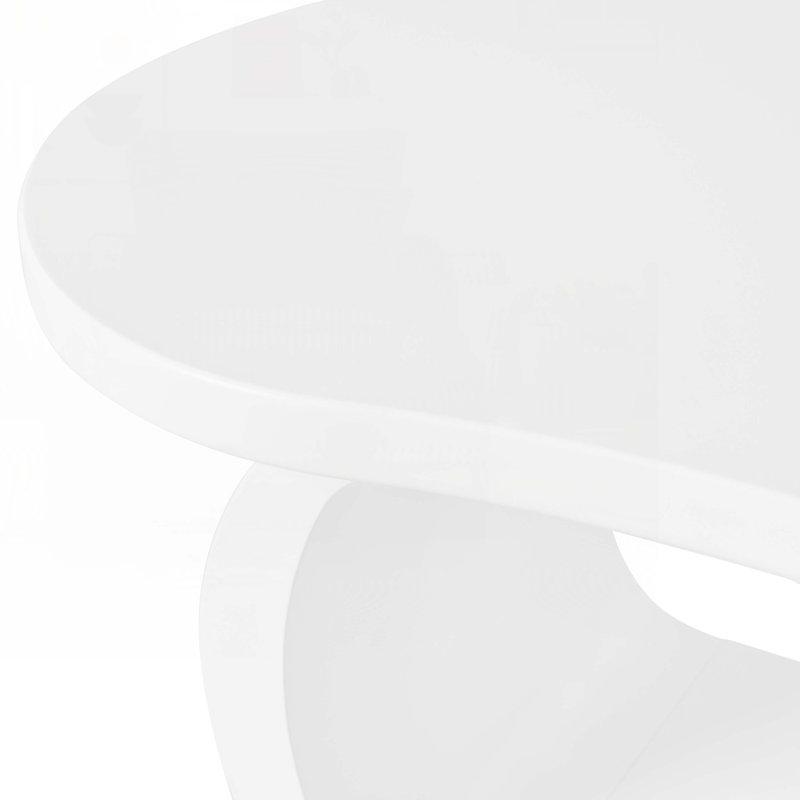 Table basse à plateau en bois avec pieds courbés Cloud, Blanc