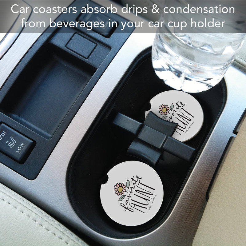 Favorite Aunt 2 Pack Absorbent Stone Car Coasters