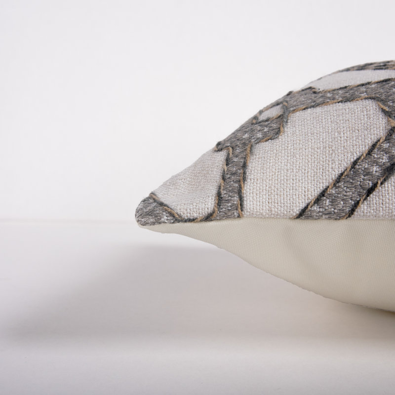 100% Polyester High Performance/Easy Care Lumbar Rectangular Pillow Cover & Insert, Grey/Beige