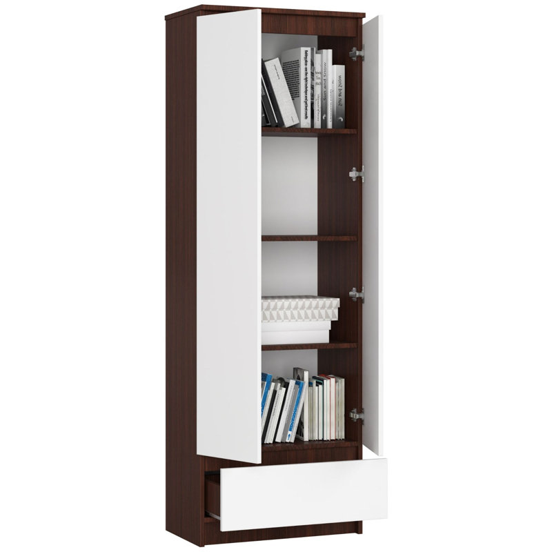 Alexsandria 180 cm H x 60 cm W Standard Bookcase, Venge/White