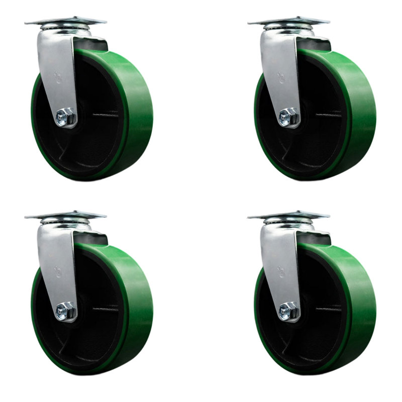 Poly on Cast Iron Caster, Green