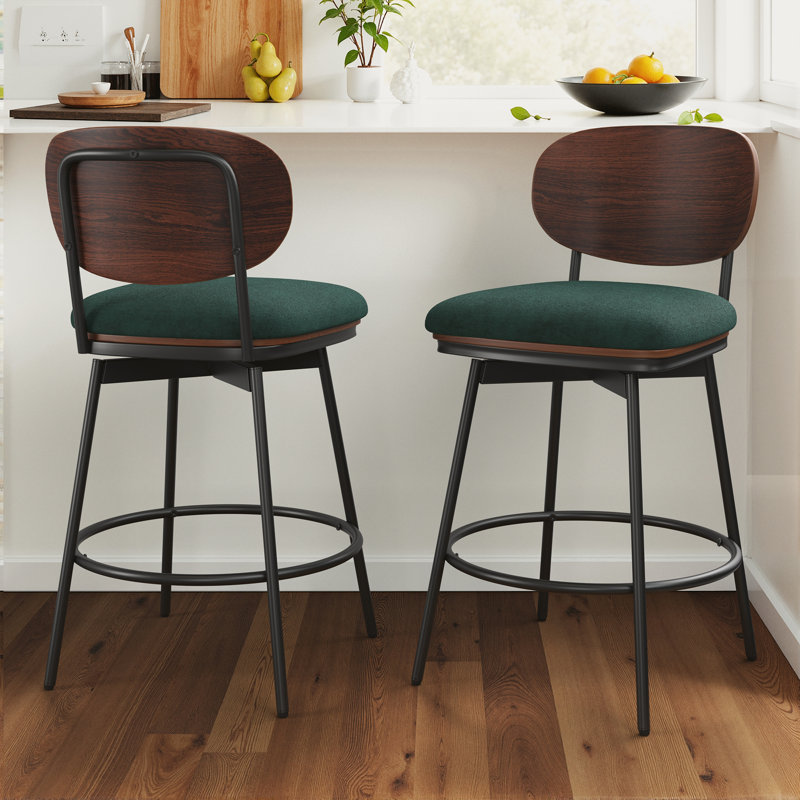 Modern Swivel Counter Stools, Dark Green
