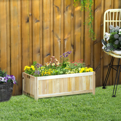Lit de jardin surélevé pliable, jardinière en bois, jardinière avec trous de drainage, pour la cour arrière, patio pour cultiver des légumes, des herbes et des fleurs, 27,6 po x 11,6 po x 9,8 po