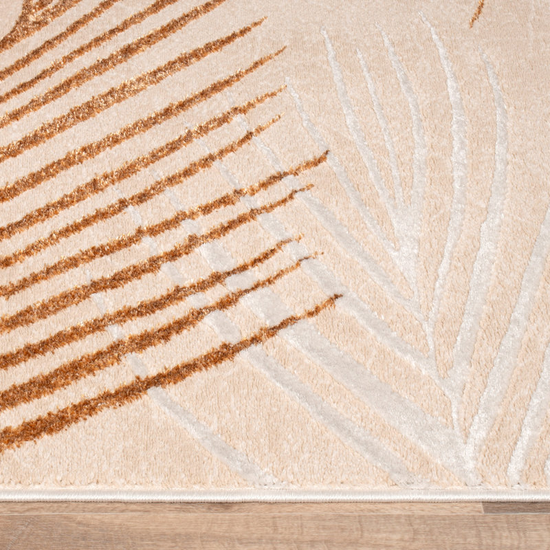 Tapis moderne pour le salon avec motif de feuilles de palmier, Rectangle 3 pi 11 po x 5 pi 3 po