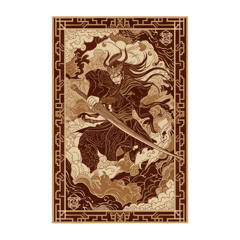 Soft Plush Durfee Demon Slayer Archetype Classic Oriental Area Rug in Red – LightBrown Binding, 2x4