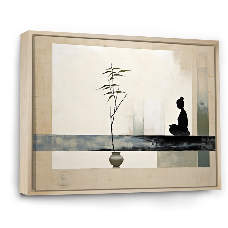 Mahmod Asian Art Modern Zen I - Art asiatique, art mural, H 16 po x l 32 po, Reproduction avec cadre flottant, Érable