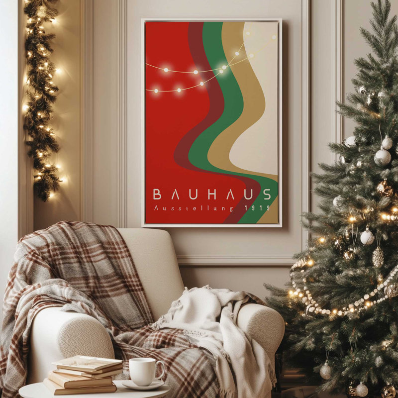 «Holiday Glow Bauhaus», reproduction sur toile, Encadrement argenté, H 48,75 po x l 32,75 po