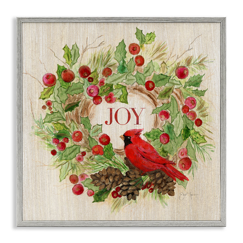 Joy, couronne de neige rustique giclée par Janet Tava, Estampe numérique Farmhouse, H 12 po x l 12 po