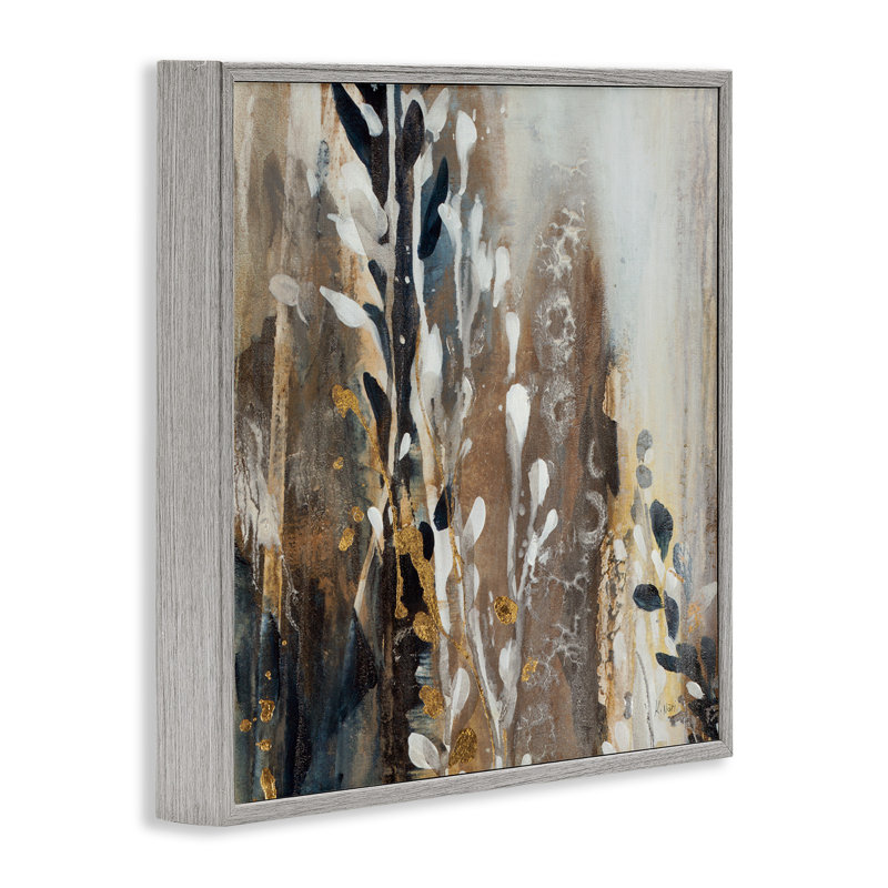 Peinture abstraite moderne avec plantes en cascade, estampe numérique de K. Nari, H 24 po x l 24 po