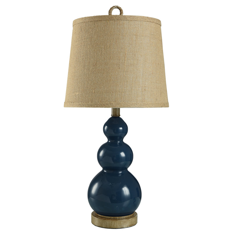 Rodrigues 26" H Nautical Glass and Resin Table Lamp with Linen Shade , Blue