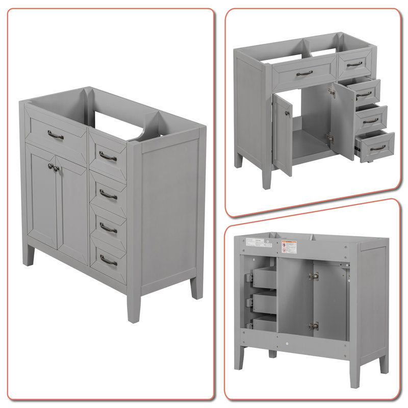 Base de meuble-lavabo simple 35,51 po seulement, Gris