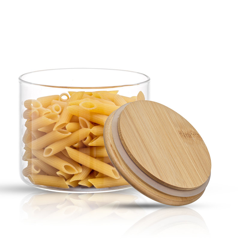 Set of 6 Glass Food Storage Jars with Bamboo Lids