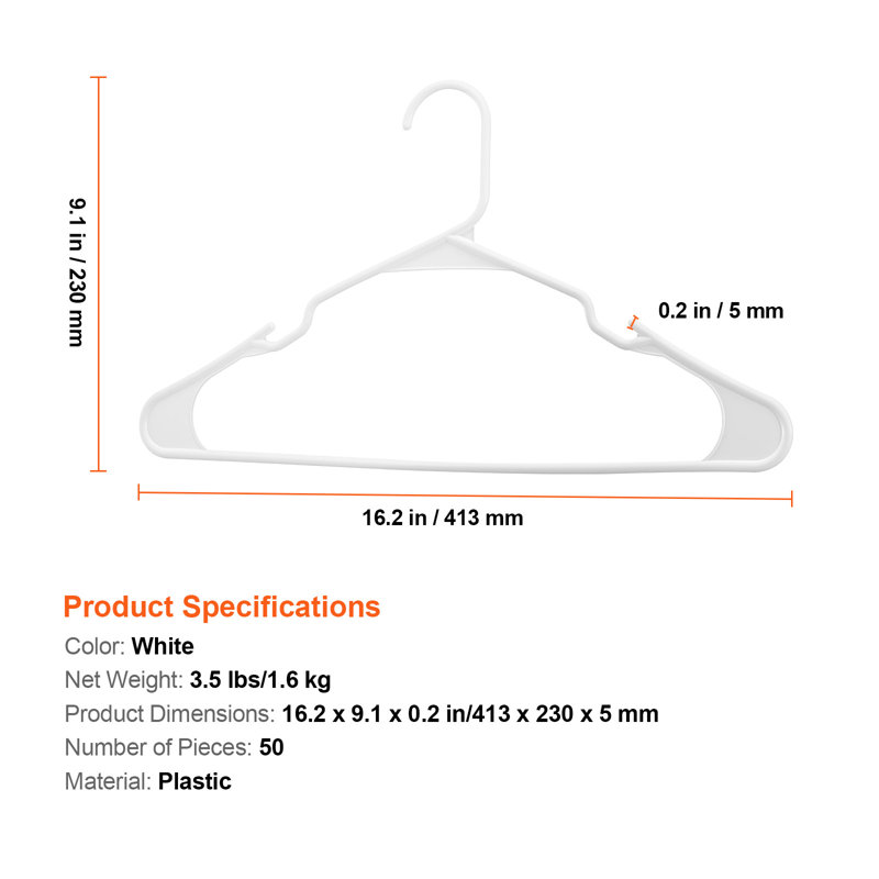 Cintres ultraminces (0,5 cm), ensemble de 50 cintres en plastique blanc avec structure triangulaire stable et encoche plus large, antidérapants et peu encombrants, pour chemises, débardeurs et pantalons, compatibles avec les t-shirts.