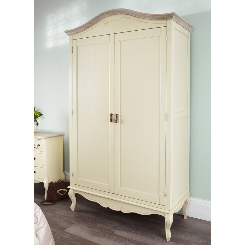 Lemaire 2 Door Solid + Manufactured Wood Wardrobe, Champagne