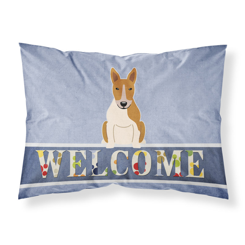 Taie d’oreiller welcome, Bull terrier blanc et roux