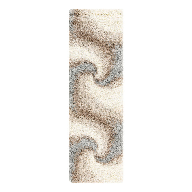 Abstract Indoor Rug, Runner 2' x 6'7", Gray/Beige