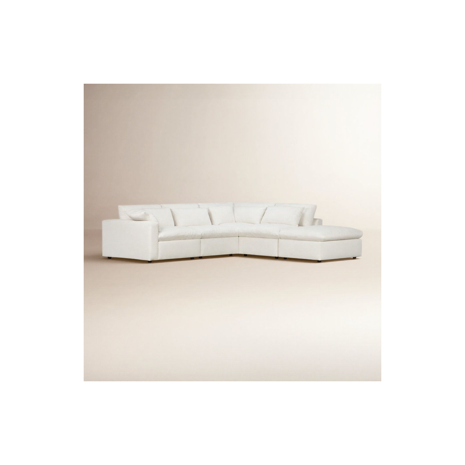 Remy 5-Piece Modular Chaise Sectional, Right Hand Facing, Nomad Snow Crypton® Chenille