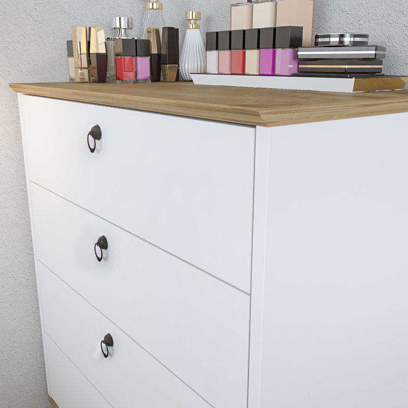 Ridgeside 72cm W 4 - Drawer Chest of Drawers, Beige/White