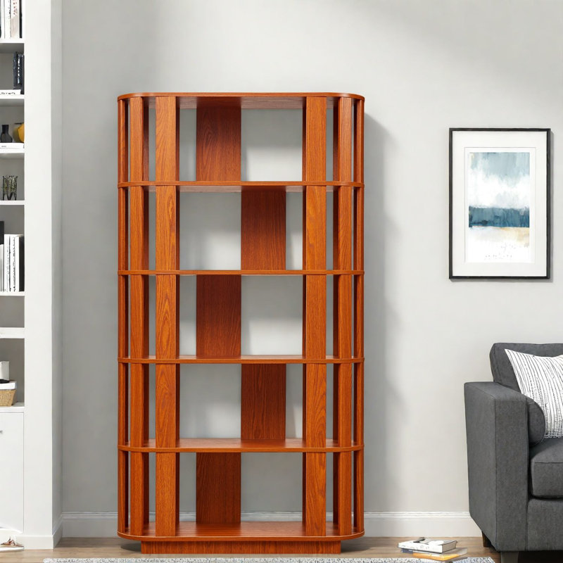 Bibliothèque moderne avec rangement, étagère en bois aggloméré de chêne foncé pour la maison