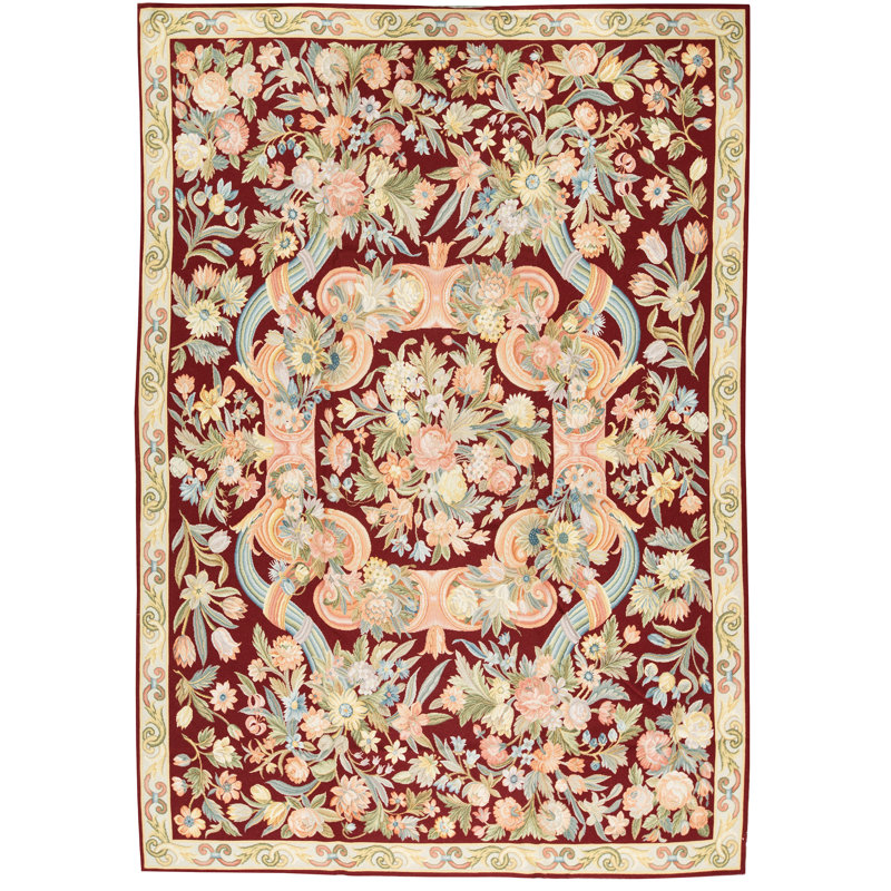 Hand-Knotted High-Quality Red and Beige Area Rug