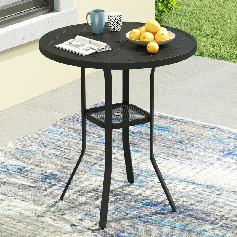 Table de bar d'extérieur ronde 35,4 po Readus, Noir