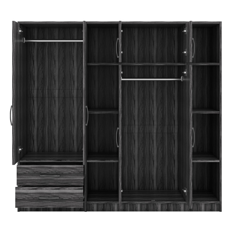 Armoire 6 portes avec tablettes et tiroirs, Gris