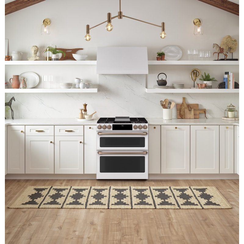 Café 30" 7 cu. ft. Smart Slide-in Dual Fuel Range with Griddle, Matte White