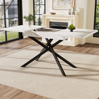 Extendable Metal Base Dining Table