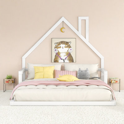 Wood Charming House-shaped Floor Platform Bed by Harper Orchard