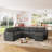 Abramson U-Shaped Corduroy Modular Sofa Bed with Storage-948214300