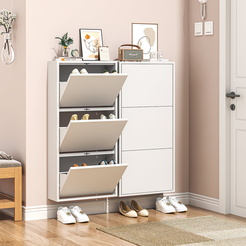 Metal Shoe Cabinet with 3 Flip Drawers - Durable, Space-Saving, and Stylish Storage Solution