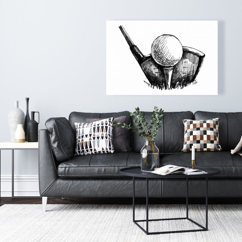 Toile noire et blanche avec balles de golf - décor Man Cave | Home Loisirs